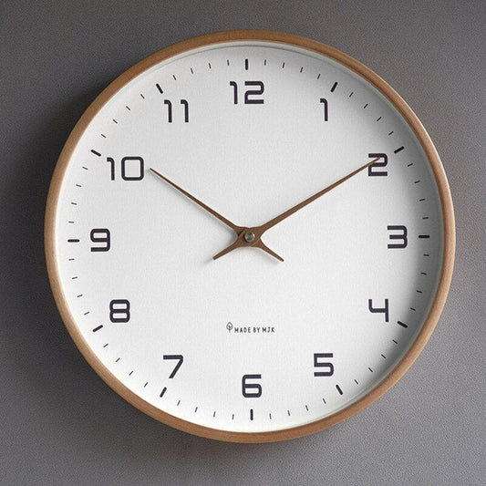 Nordic Style Wooden Wall Clock – Round Design – Available in Two Sizes – Natural Wood Finish